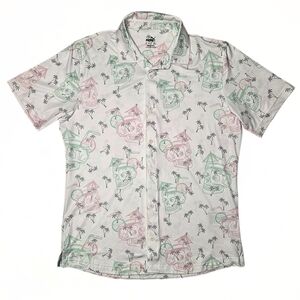 PUMA MATTR Tropi-Cool Button Down Shirt Palm Tree Skull
